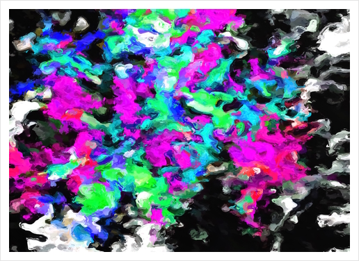 psychedelic splash painting abstract texture in pink purple blue green black Art Print by Timmy333