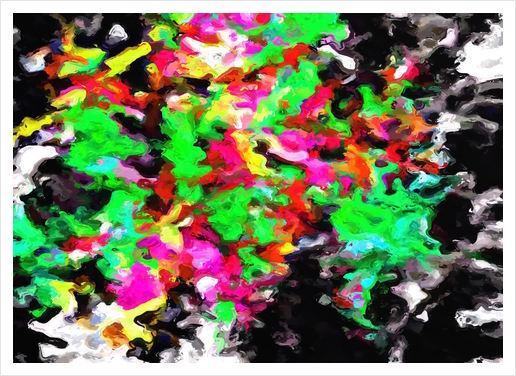 psychedelic splash painting abstract texture in pink green yellow black Art Print by Timmy333