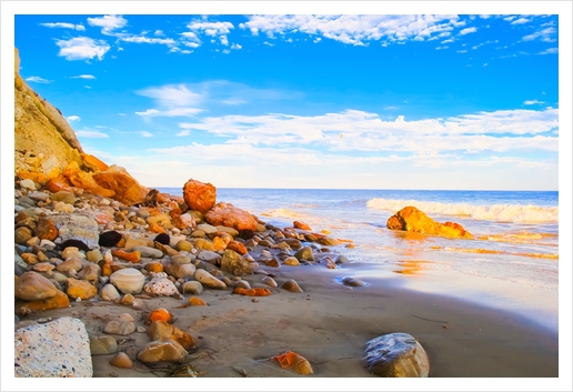 sandy beach with blue cloudy sky in summer Art Print by Timmy333