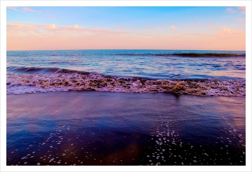 beach sunset with beautiful blue cloudy sky and blue wave in summer Art Print by Timmy333