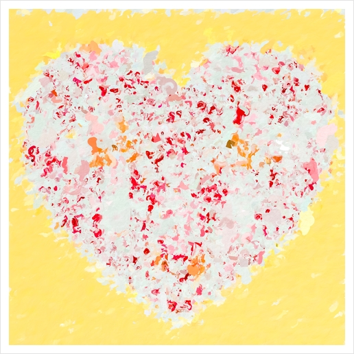 pink and red heart shape with yellow background Art Print by Timmy333