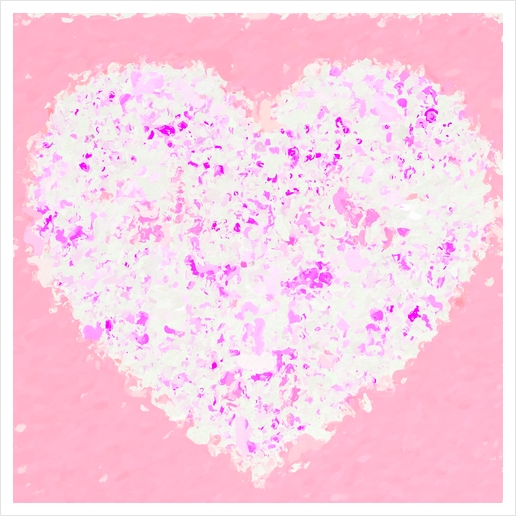 white and pink heart shape with pink background Art Print by Timmy333