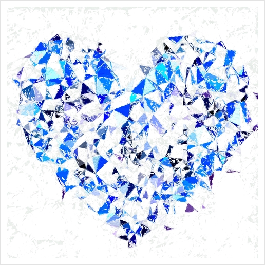 blue heart shape abstract with white abstract background Art Print by Timmy333