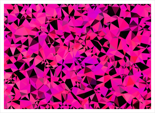 geometric triangle pattern abstract in pink and black Art Print by Timmy333