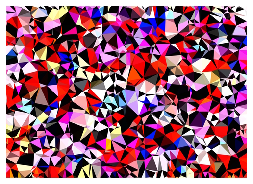 geometric triangle pattern abstract in red pink black blue Art Print by Timmy333