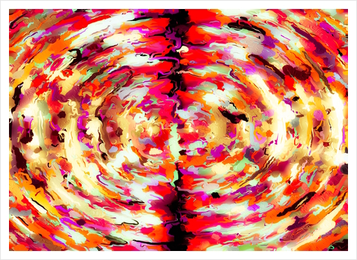 psychedelic circle pattern painting abstract background in red pink orange Art Print by Timmy333