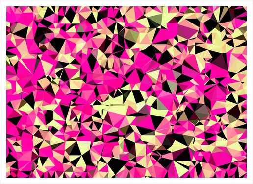 geometric triangle pattern abstract in pink and black Art Print by Timmy333