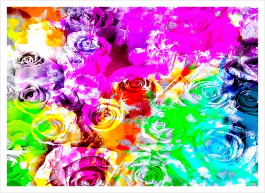 closeup rose texture pattern abstract background in pink blue yellow green red Art Print by Timmy333