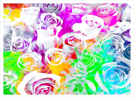 rose texture abstract  with colorful painting abstract background in pink blue green red yellow purple Art Print by Timmy333