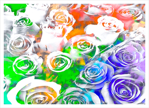 rose texture pattern abstract with splash painting in blue green orange Art Print by Timmy333