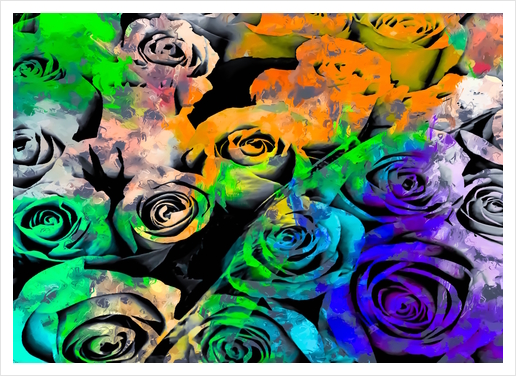 rose texture pattern abstract with splash painting in orange green blue purple Art Print by Timmy333