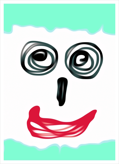 funny face with blue background and red lip Art Print by Timmy333