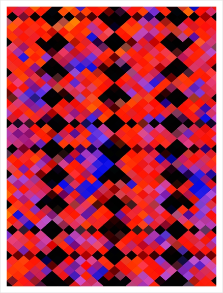 red and blue geometric square pixel pattern abstract background Art Print by Timmy333