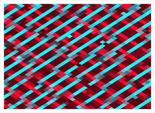 geometric pixel square pattern abstract background in red blue Art Print by Timmy333