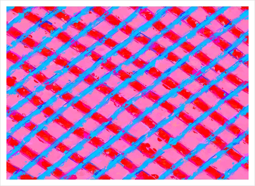 line pattern painting abstract background in pink red blue Art Print by Timmy333