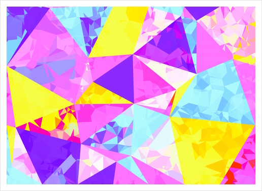 geometric triangle polygon pattern abstract in pink purple blue yellow Art Print by Timmy333