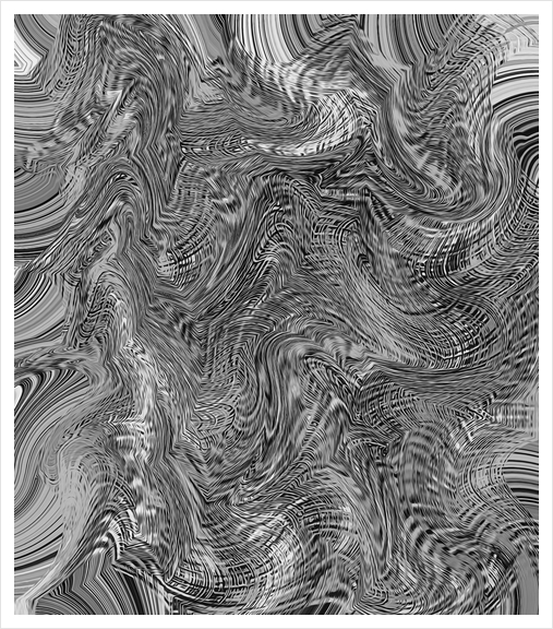 black and white curly line drawing abstract background Art Print by Timmy333