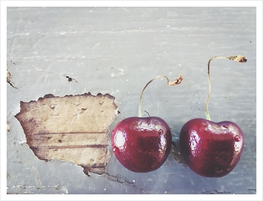 fresh cherry on the wooden table Art Print by Timmy333