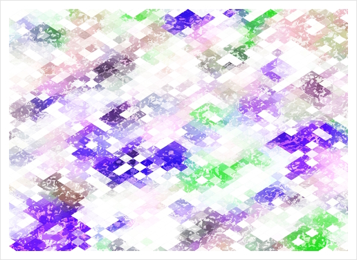 psychedelic geometric pixel abstract pattern in purple green pink Art Print by Timmy333