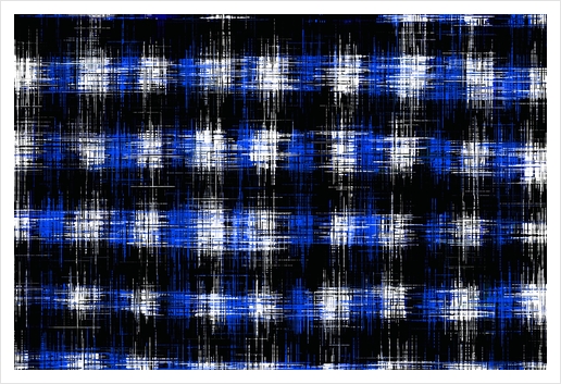 plaid pattern painting texture abstract in blue and black Art Print by Timmy333