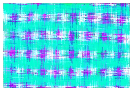 plaid pattern graffiti painting abstract in blue green and pink Art Print by Timmy333