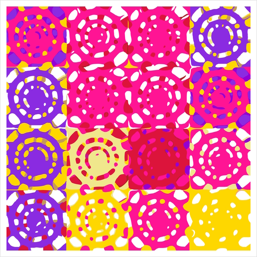 graffiti circle pattern abstract in pink yellow and purple Art Print by Timmy333