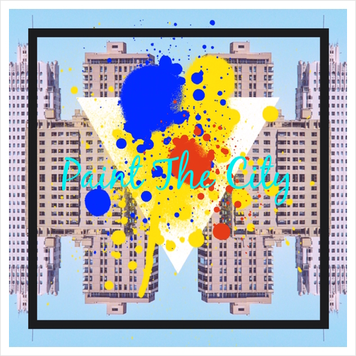 paint the city yellow blue and orange with buildings background Art Print by Timmy333