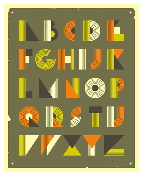 RETRO ALPHABET - GREEN Art Print by Jazzberry Blue