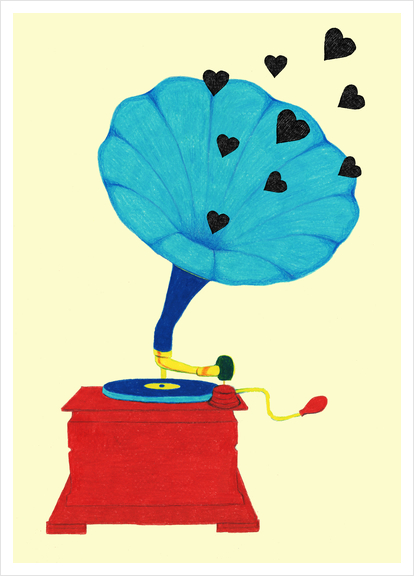 Gramophone Love Art Print by natalie foss