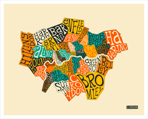 LONDON BOROUGHS Art Print by Jazzberry Blue