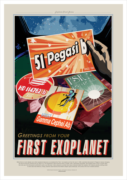 51 Pegasi b - Greetings From Your First Exoplanet - NASA JPL Space Travel Poster Art Print by Space Travel