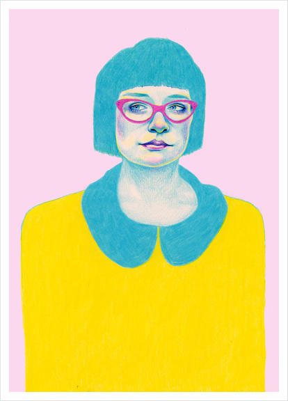 Nerdy Woman Art Print by natalie foss