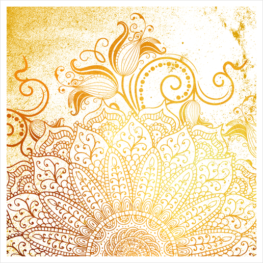 Mandala - Golden Brush Art Print by aleibanez