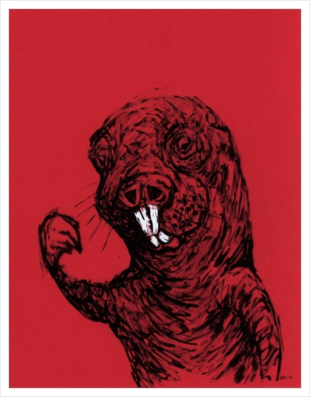 Sausage with teath  Art Print by Aaron Morgan