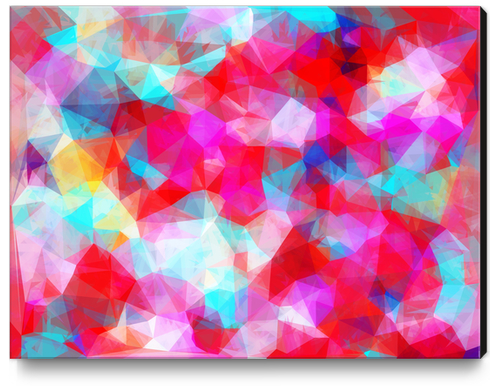 geometric triangle pattern abstract background in pink red blue Canvas Print by Timmy333