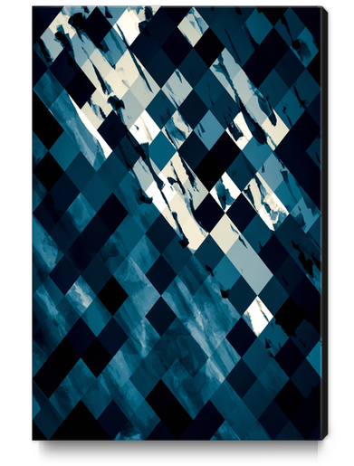 geometric square pixel pattern abstract background in blue Canvas Print by Timmy333