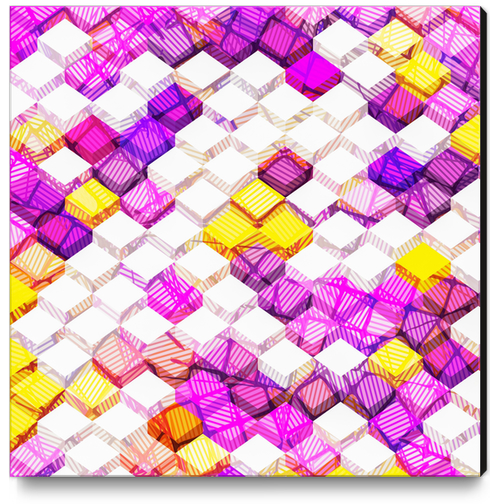 geometric square cube pattern abstract background in purple yellow Canvas Print by Timmy333