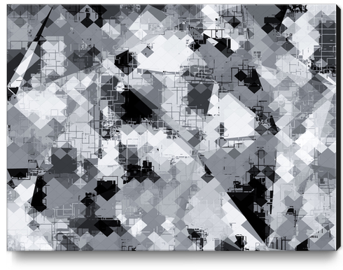 geometric square pixel pattern abstract background in black and white Canvas Print by Timmy333