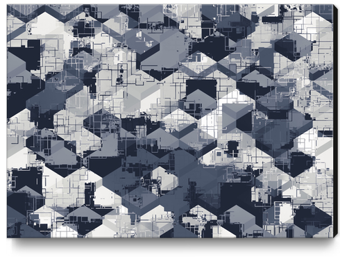 geometric square pattern abstract in black and white Canvas Print by Timmy333