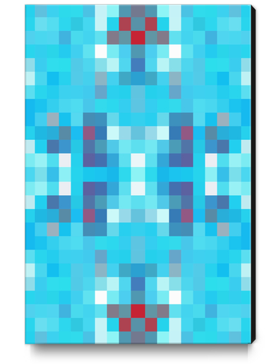 geometric symmetry art pixel square pattern abstract background in blue red Canvas Print by Timmy333