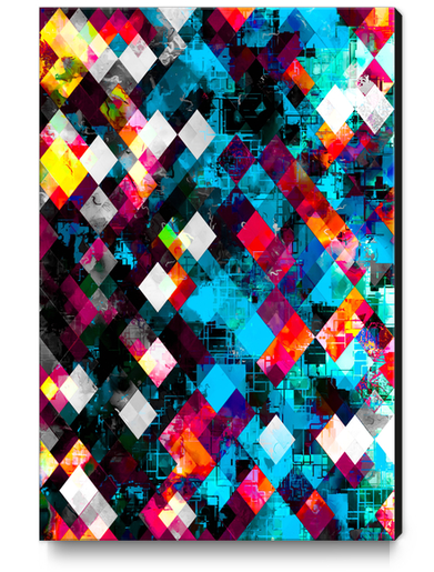 graphic design pixel geometric square pattern abstract background in blue red pink Canvas Print by Timmy333