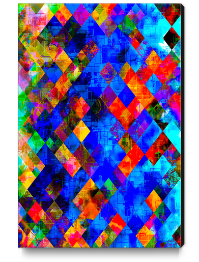 geometric pixel square pattern abstract background in blue red Canvas Print by Timmy333