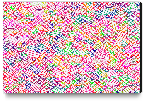 geometric pixel line pattern abstract in pink yellow blue green Canvas Print by Timmy333