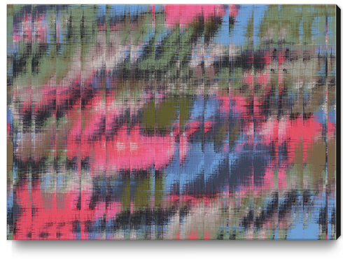 psychedelic geometric abstract pattern in pink blue green Canvas Print by Timmy333