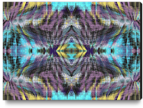 psychedelic geometric symmetry abstract pattern in purple blue yellow Canvas Print by Timmy333