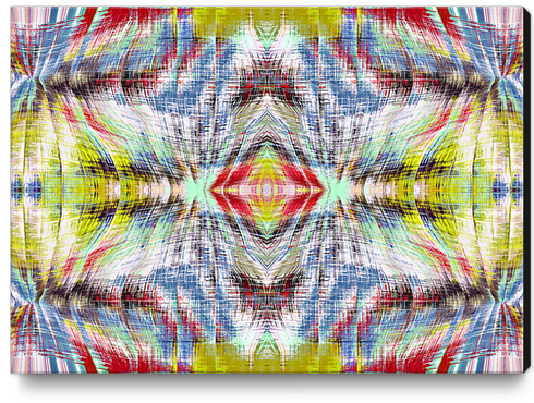 geometric symmetry pattern abstract background in blue yellow red Canvas Print by Timmy333