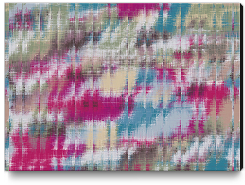 psychedelic geometric abstract pattern in pink blue brown Canvas Print by Timmy333