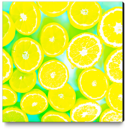 juicy yellow lemon pattern abstract with green background Canvas Print by Timmy333