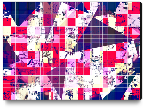 geometric square and triangle pattern abstract in red and blue Canvas Print by Timmy333