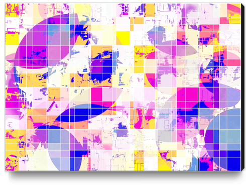 geometric square and circle pattern abstract in pink blue yellow Canvas Print by Timmy333